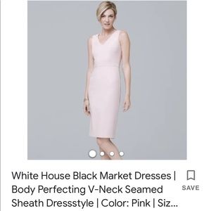 White House Black Market sheath dress in light pink.
